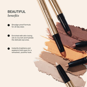 Essential Duo (+3 FREE GIFTS) featuring Eye Perfecting Shimmer Stick benefits, smudge-proof formula and colour swatches