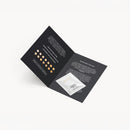 Changing Foundation Sample 1.5 ml sachet on a black leaflet featuring shade swatches and customer reviews.