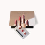 Velvet Dream Lipsticks Sample - 0.15 g x 3 (Red, Nude & Pink) card with a blister pack and small applicator brush.