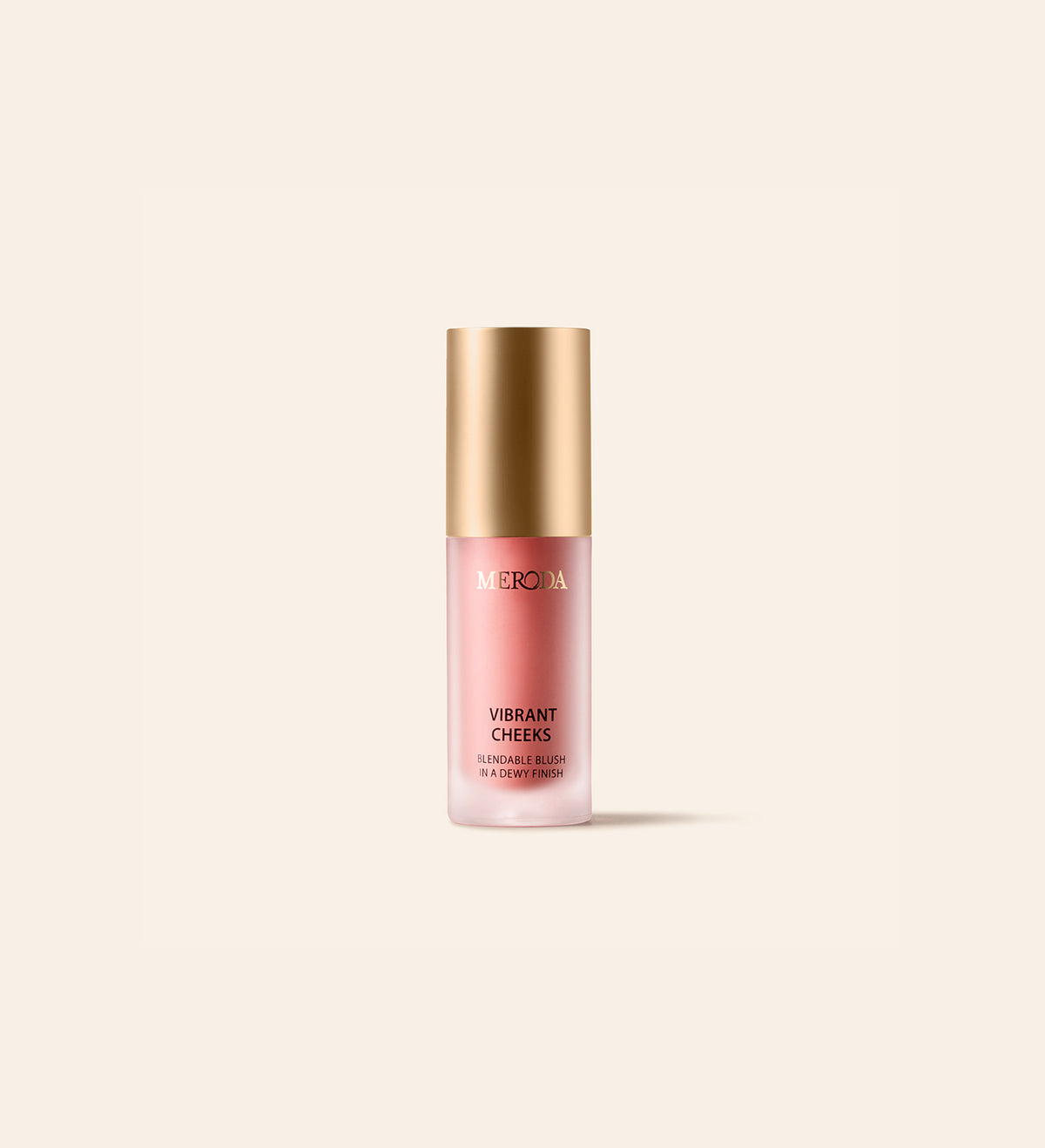 Mini Vibrant Cheeks Liquid Blush in Dusty Rose with a gold cap, offering a blendable, dewy finish.